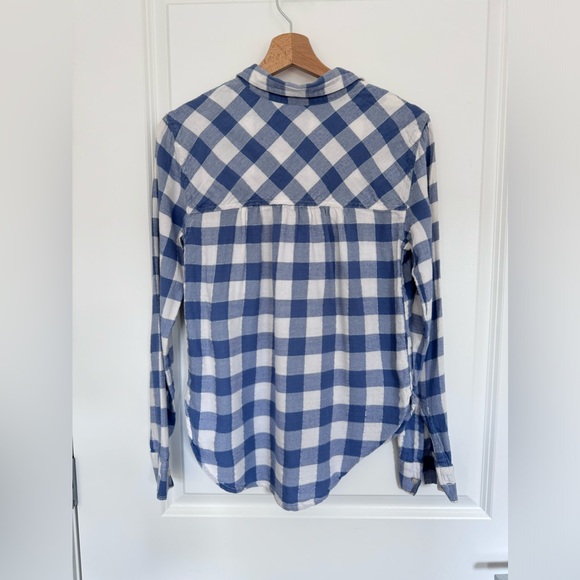 Aerie blue and silver gingham button down shirt size XS - Picture 9 of 10